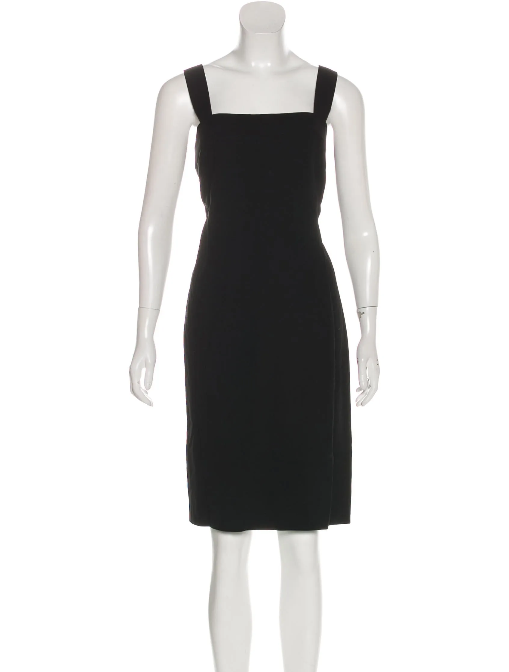 96P, 1996 Spring Vintage Chanel Black wool cocktail Dress FR 44