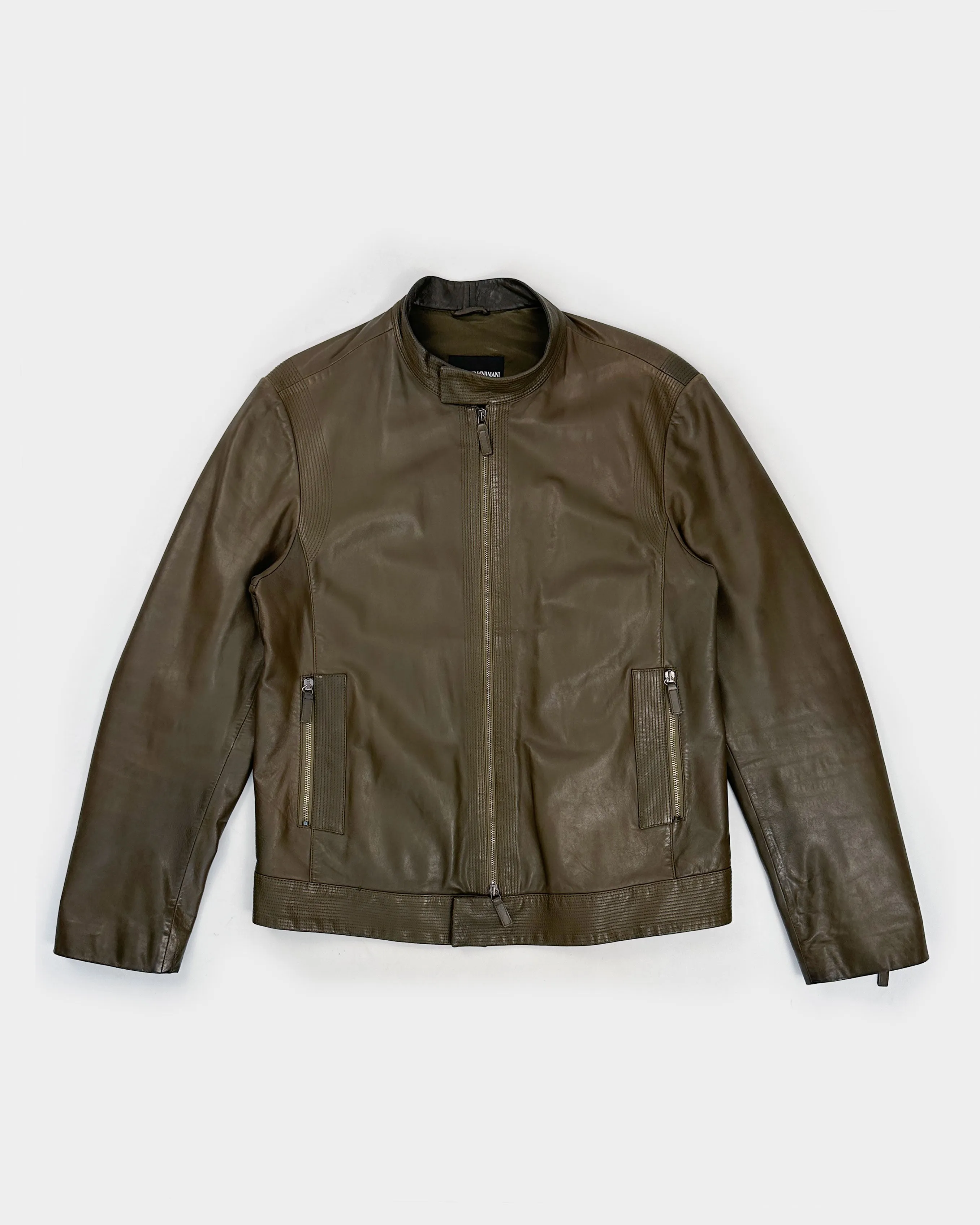 Armani Dark Brown Leather Jacket 2000's