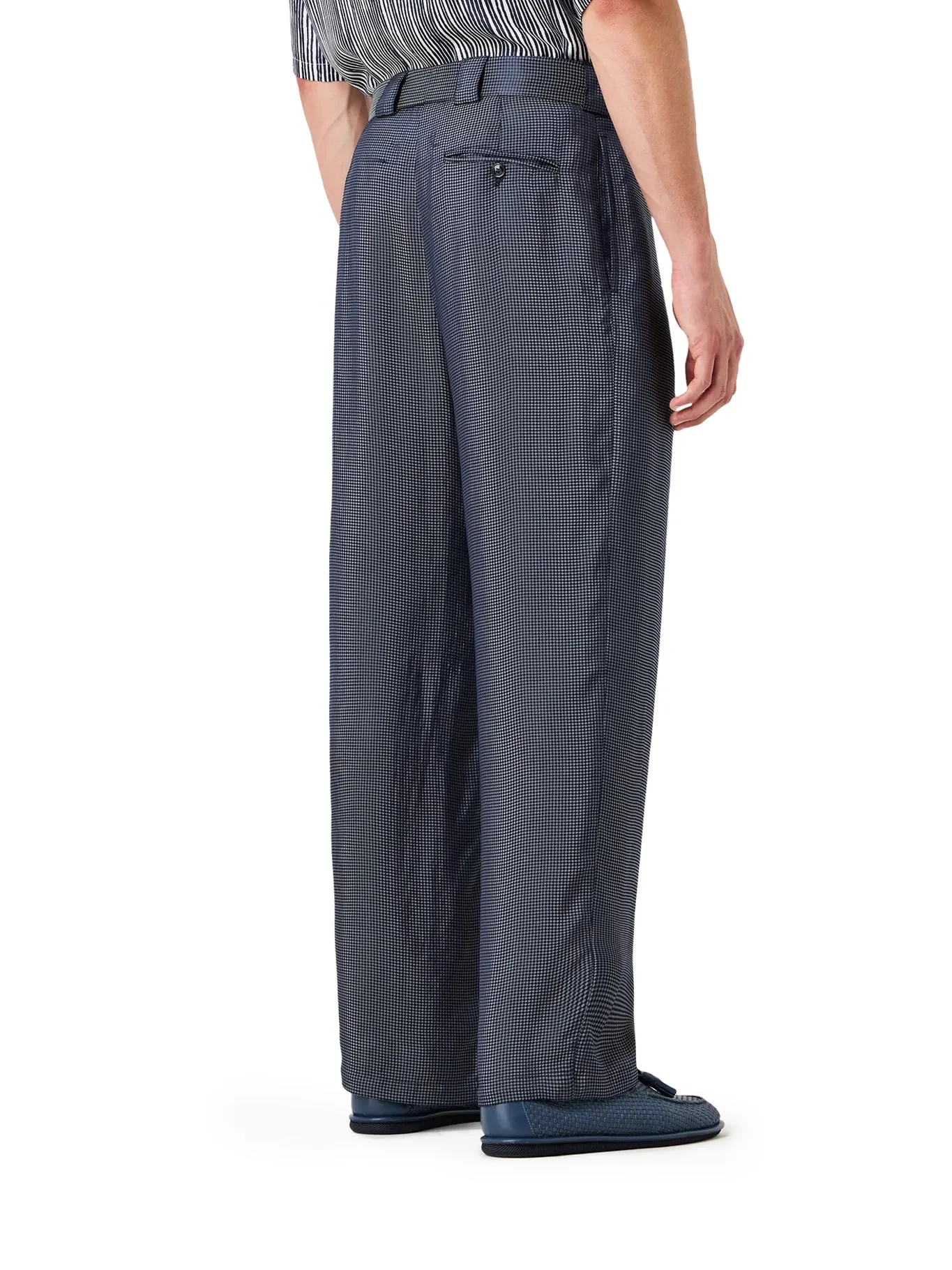 ASV jacquard viscose blend single pleat trousers