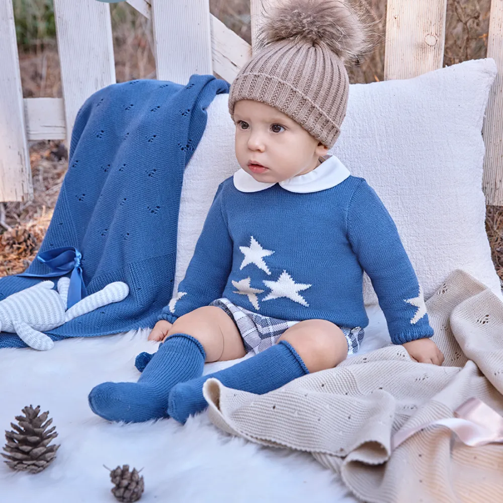 AW Juliana Boys Blue Knitted Jumper and Shorts Set