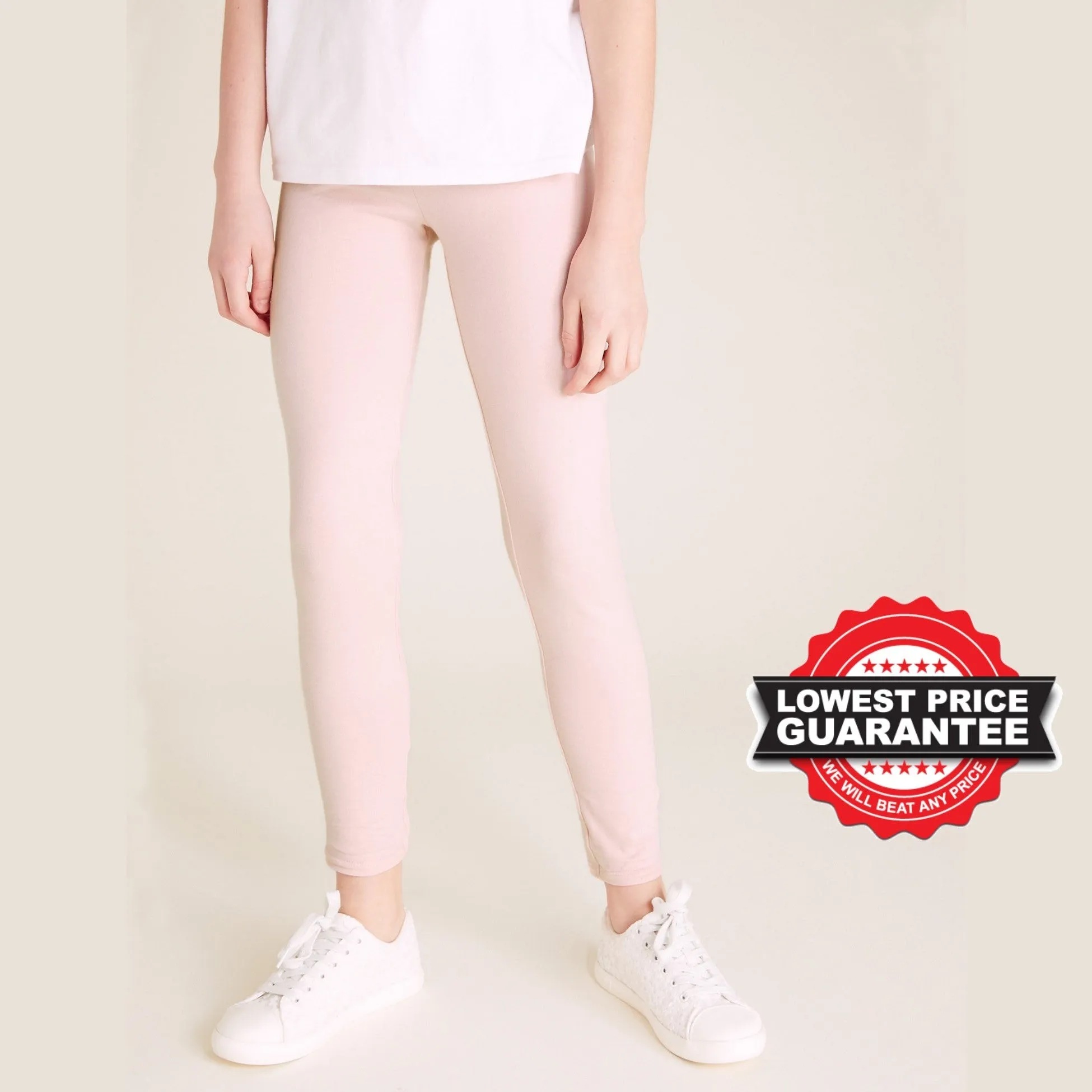 Light Pink Baby Leggings - Soft Plain Cotton Stretch Material - Style 6948