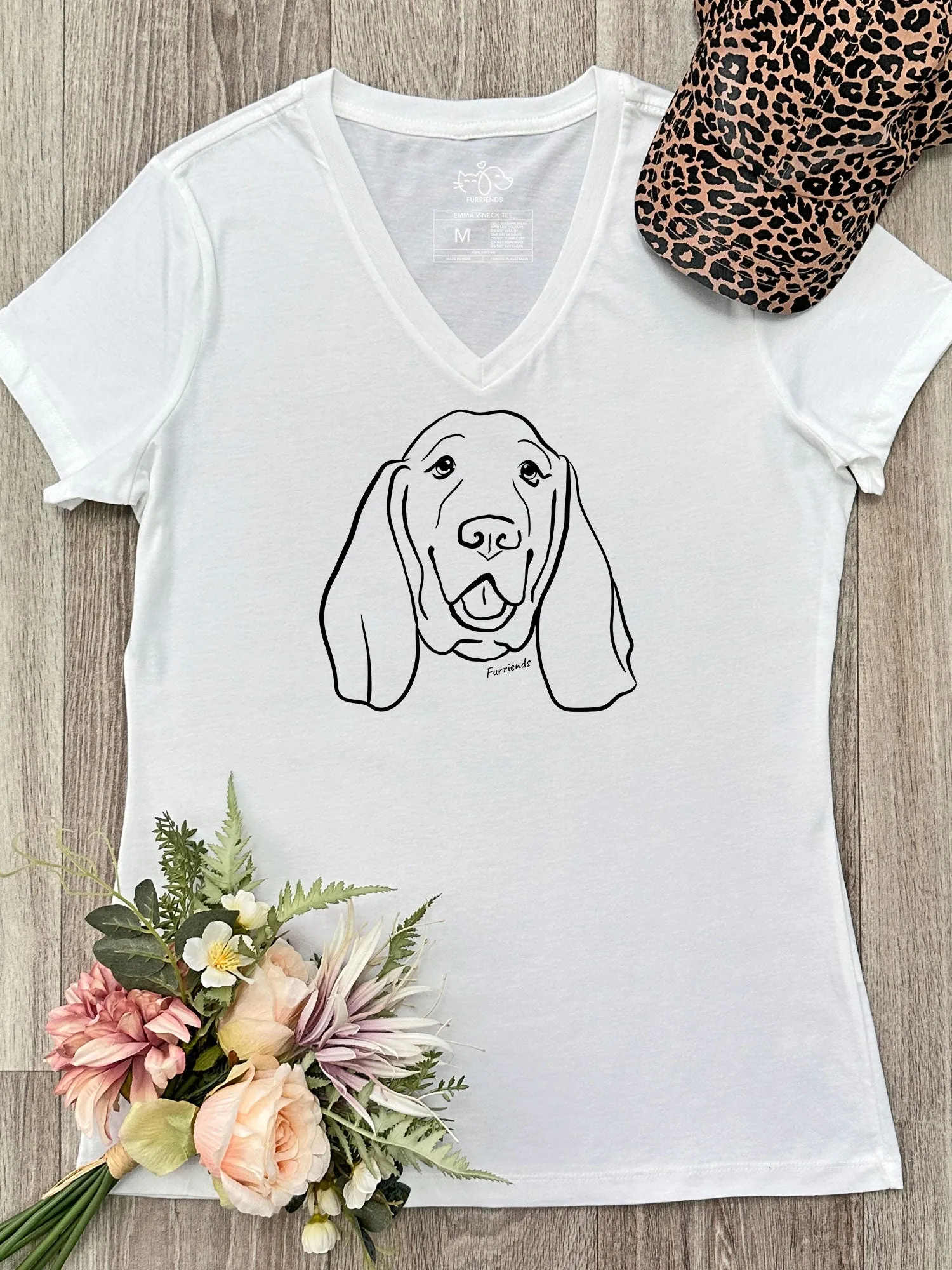 Basset Hound Emma V-Neck Tee