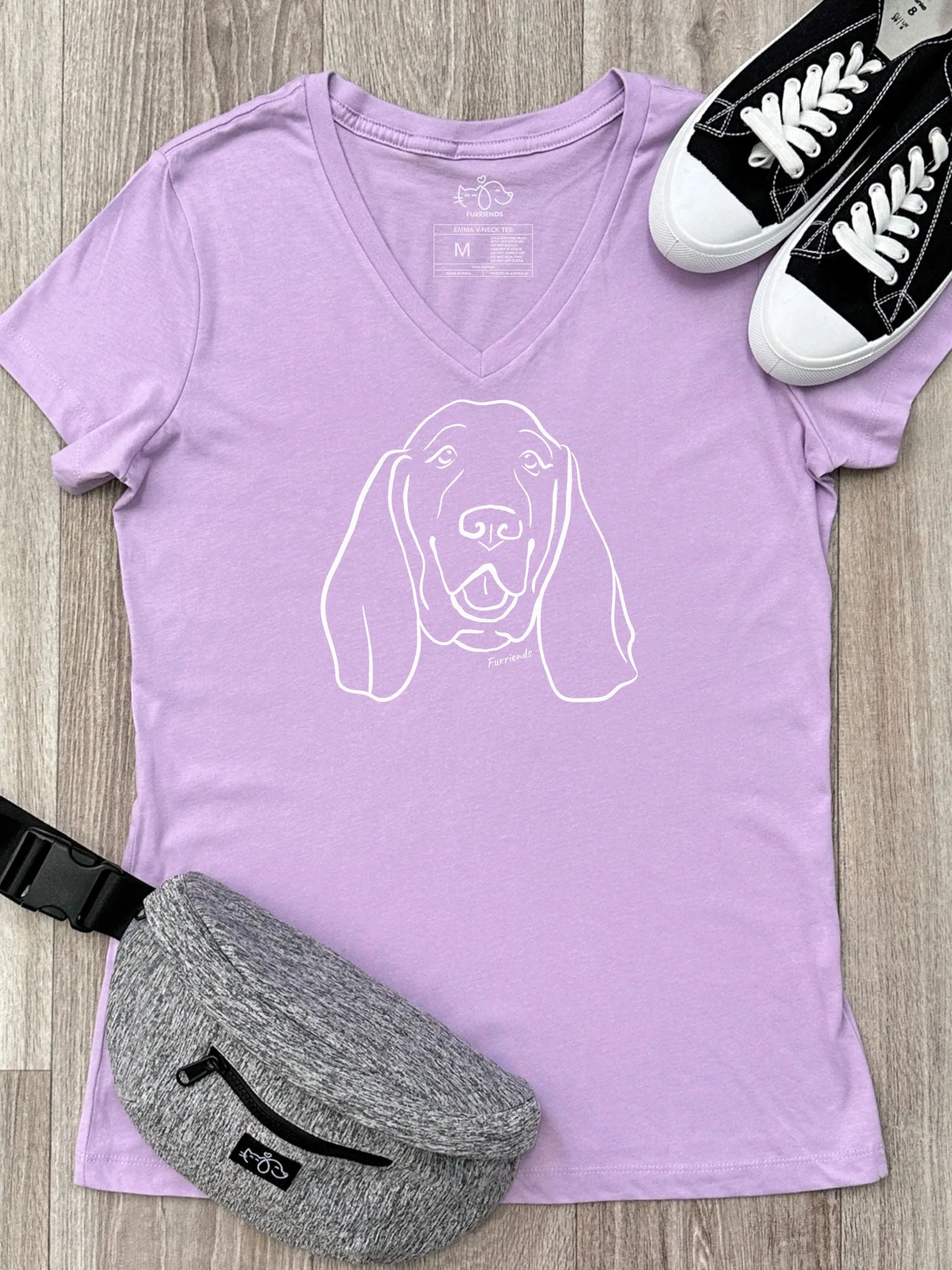 Basset Hound Emma V-Neck Tee