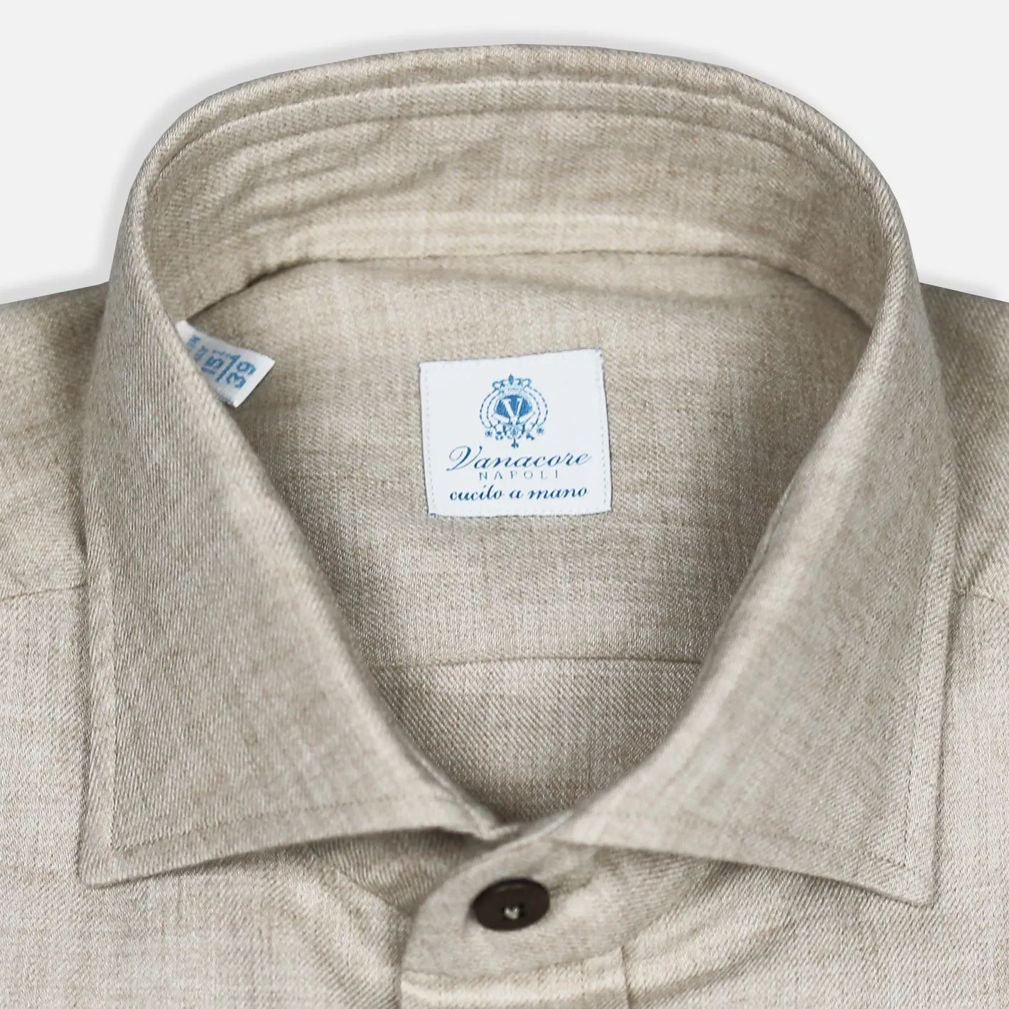 Beige Cotton Cashmere Cutaway Shirt