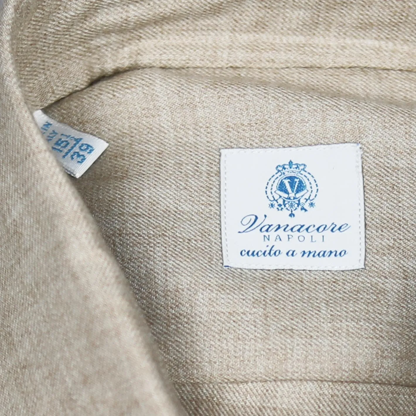 Beige Cotton Cashmere Cutaway Shirt