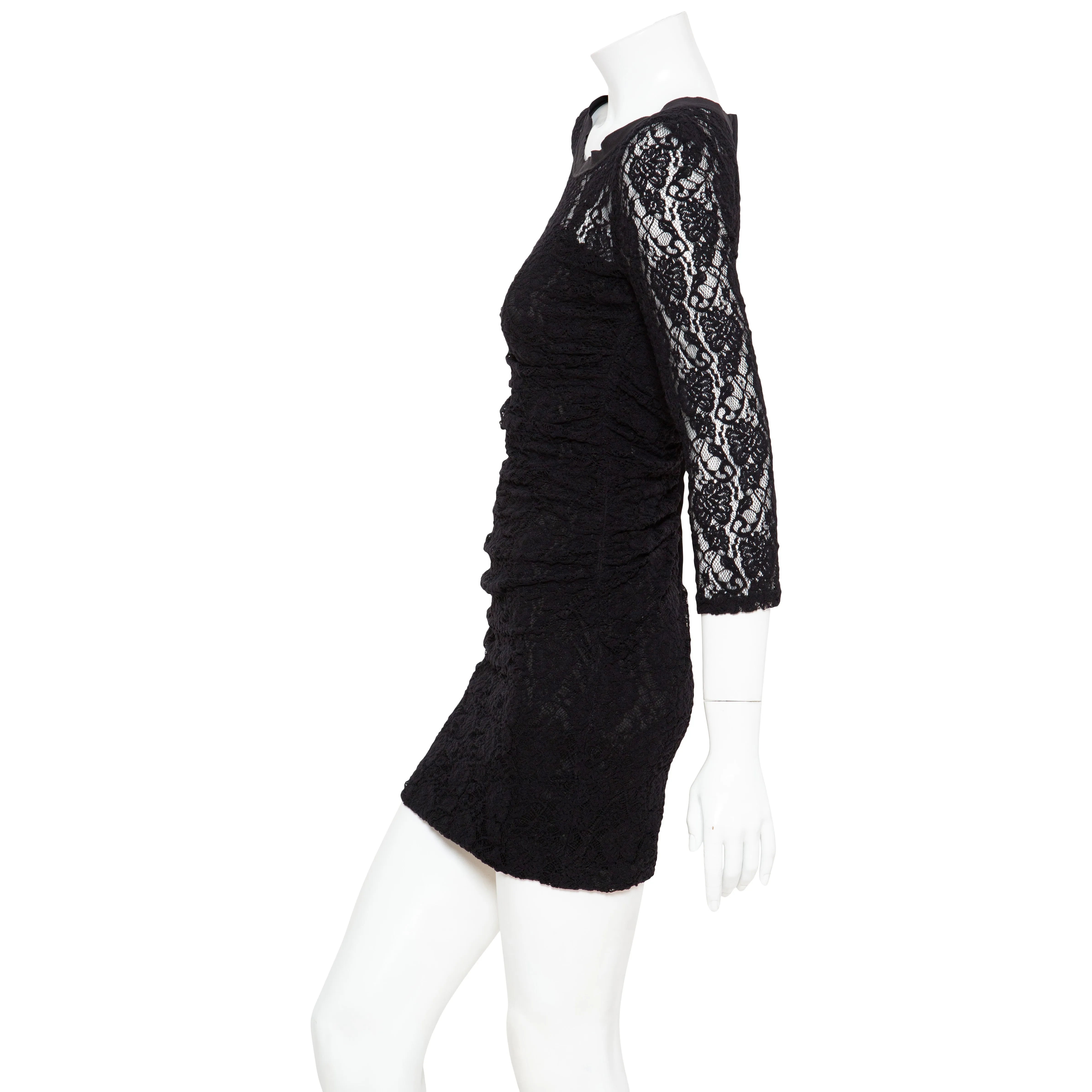 Black Lace Ruched Dress