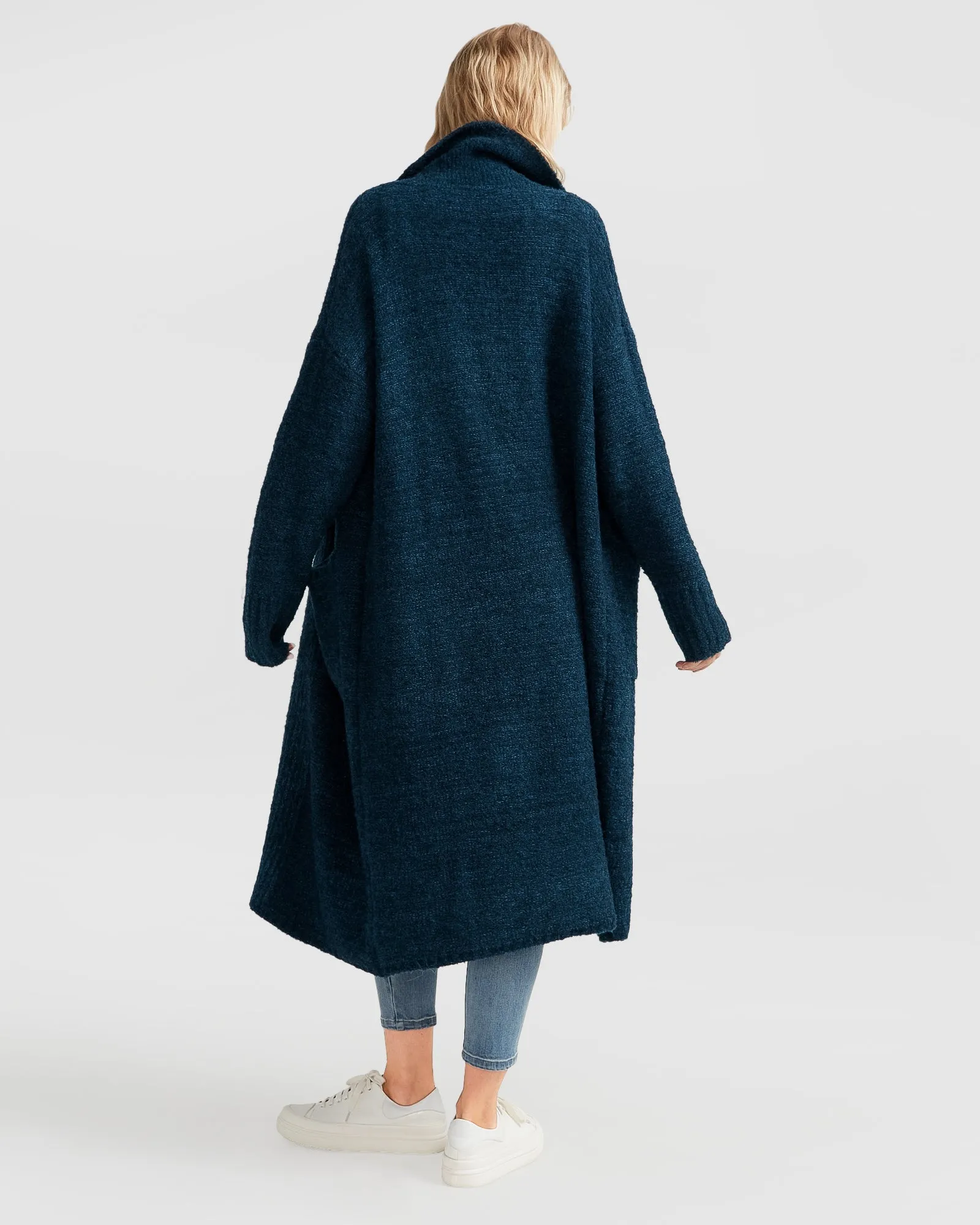 Born To Run Sustainable Sweater Coat - Dark Teal