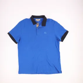 Burberry Logo Print Polo Shirt Blue Size XL