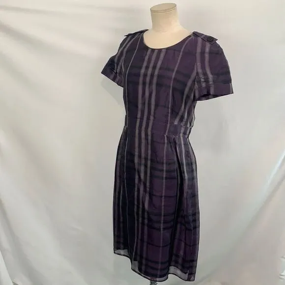 Burberry NWOTpurple silk plaid dress