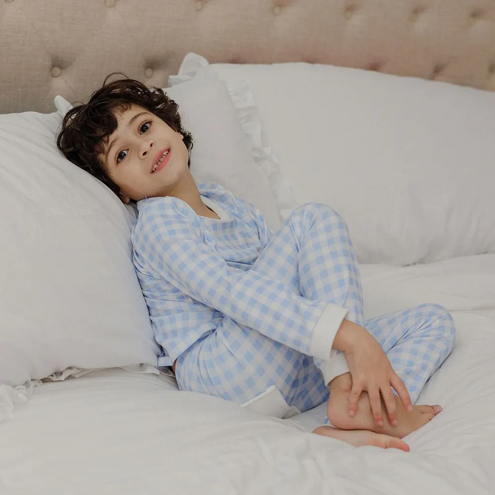 Buttflap Pajamas - Blue Gingham