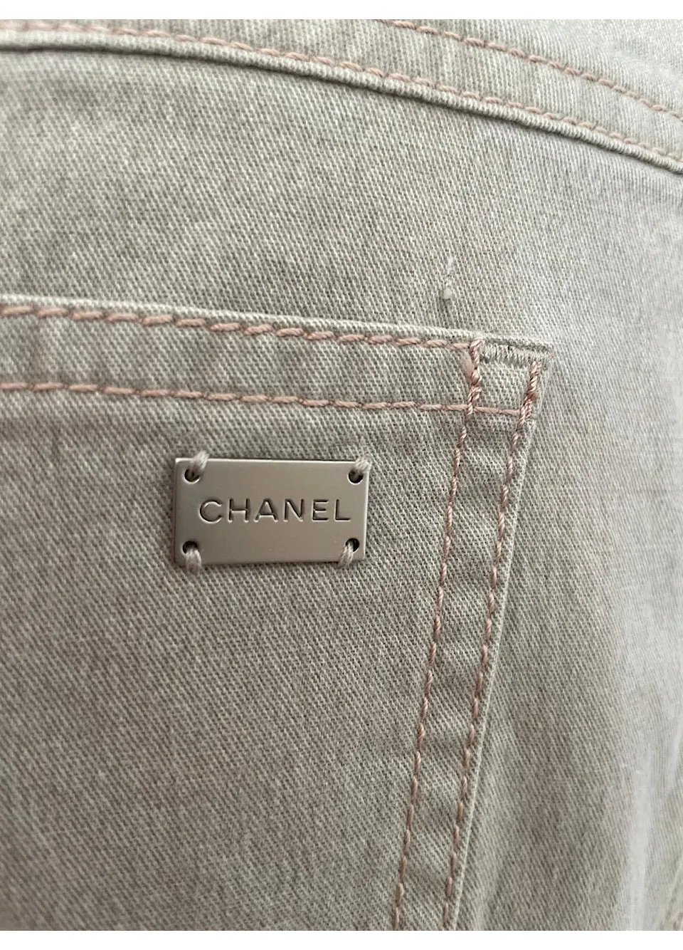 Chanel 03P 2003 Spring low rider light brown khaki jeans FR 40