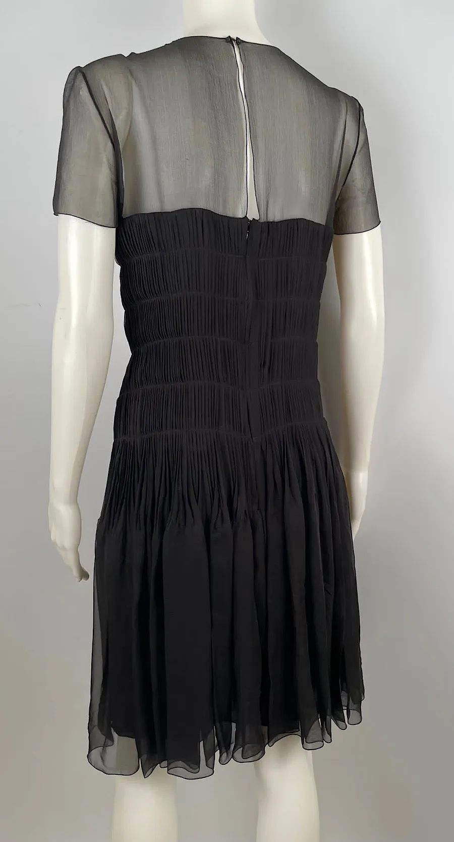 Chanel 05A 2005 Fall Black Silk pleated Dress FR 38 US 4/6