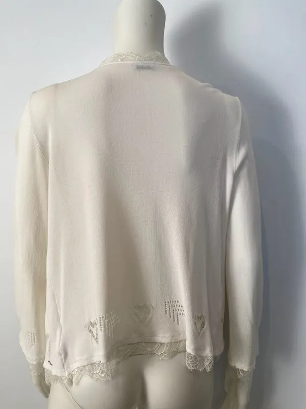 Chanel 06P 2006 Spring White Knit Lace Cardigan FR 40 US 2/4