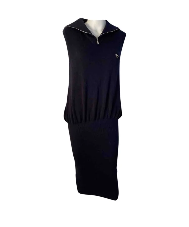 Chanel 08C 2008 Cruise Coco Line Black Sleeveless Ribbed Blouson Dress FR 38 US 6