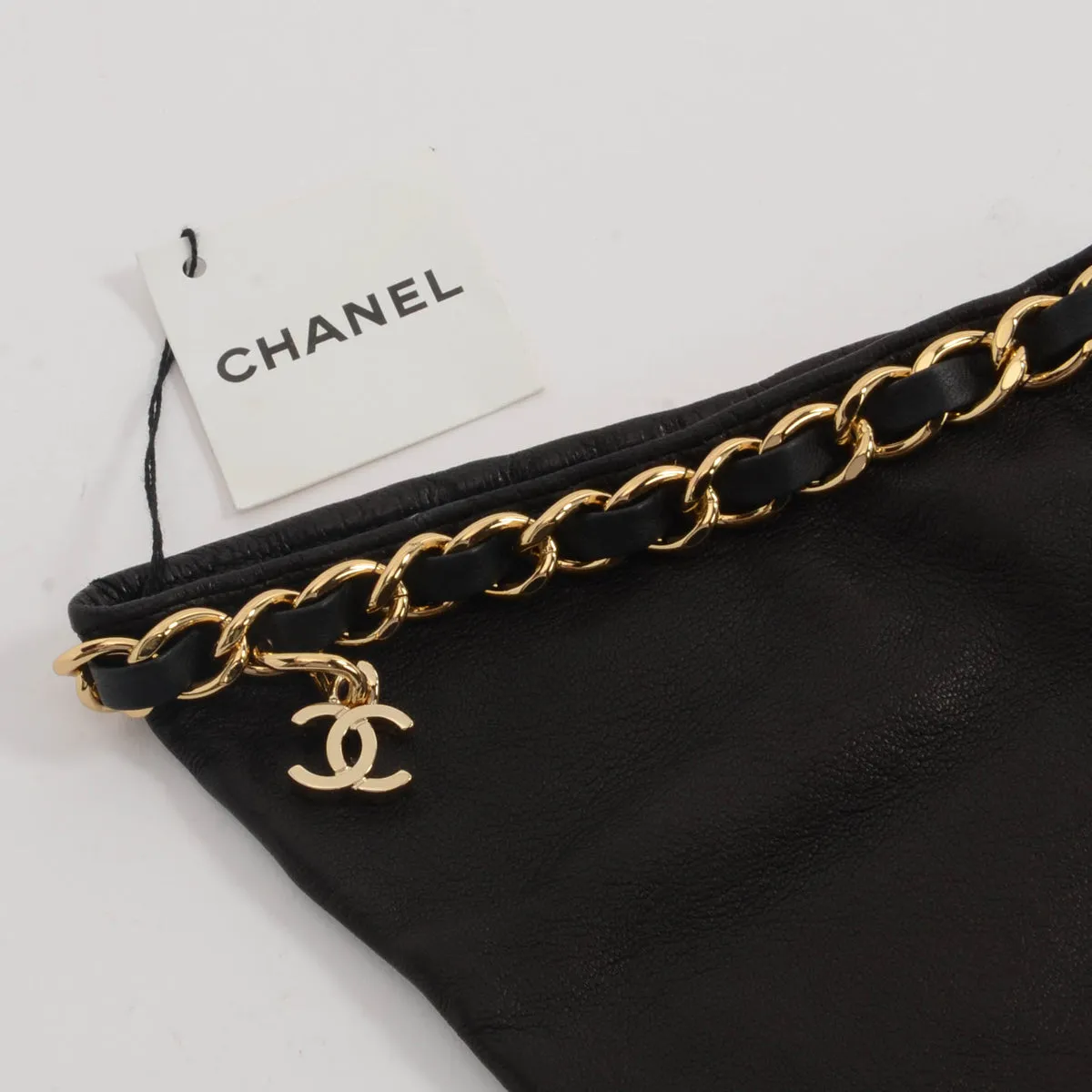 Chanel Black Lambskin CC Chain Gloves