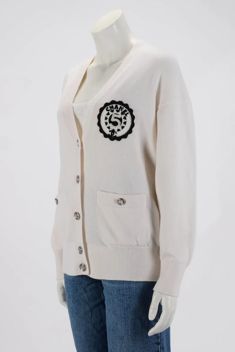 Chanel Cream Cashmere No. 5 Cruise Cardigan FR 36