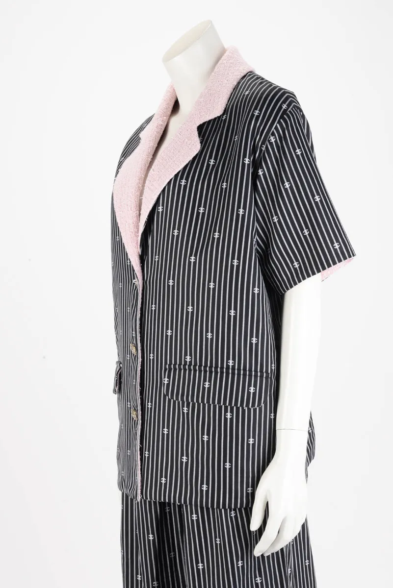 Chanel Pink Tweed Lined Jacket with CC Pinstripe, Spring/Summer, FR Size 36