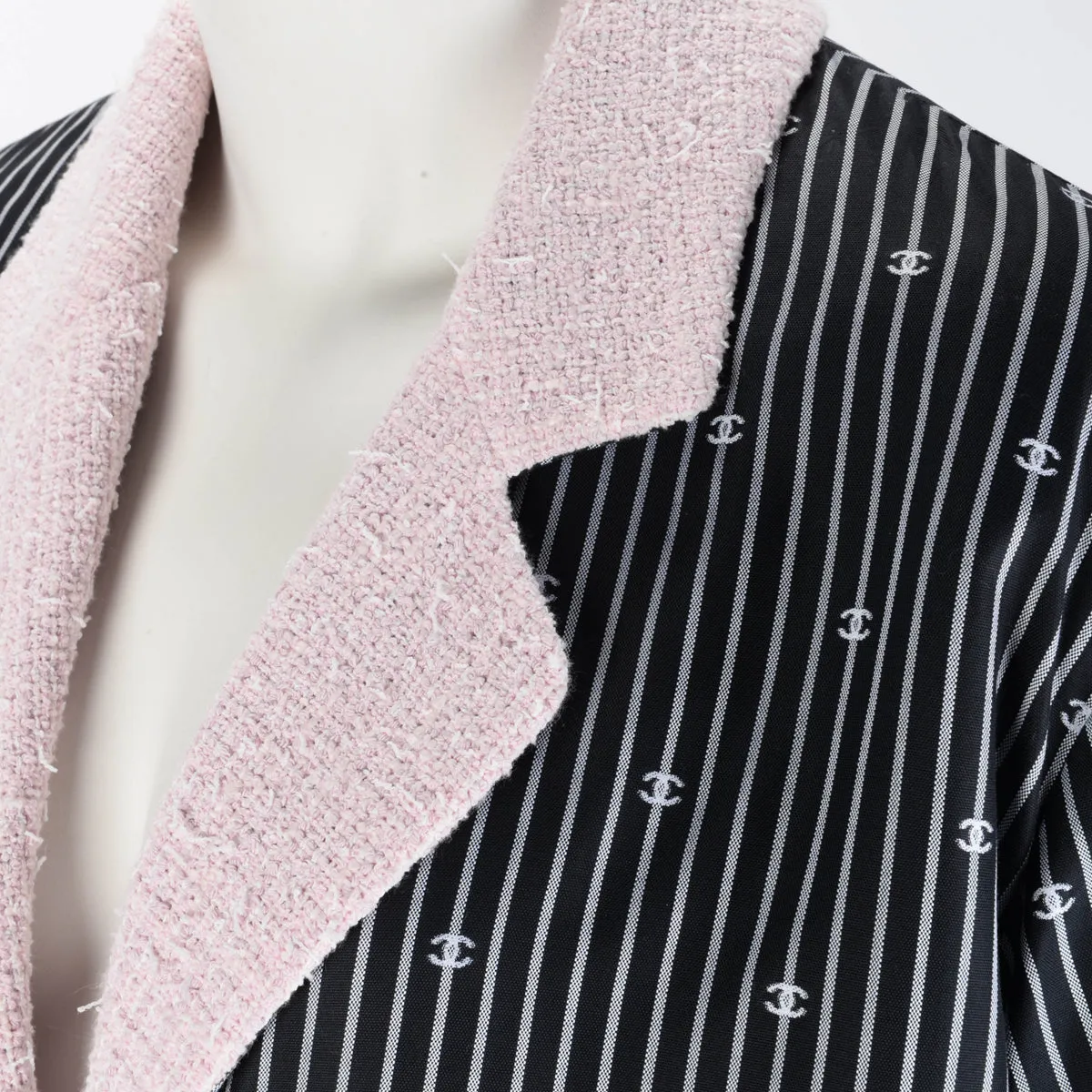 Chanel Pink Tweed Lined Jacket with CC Pinstripe, Spring/Summer, FR Size 36