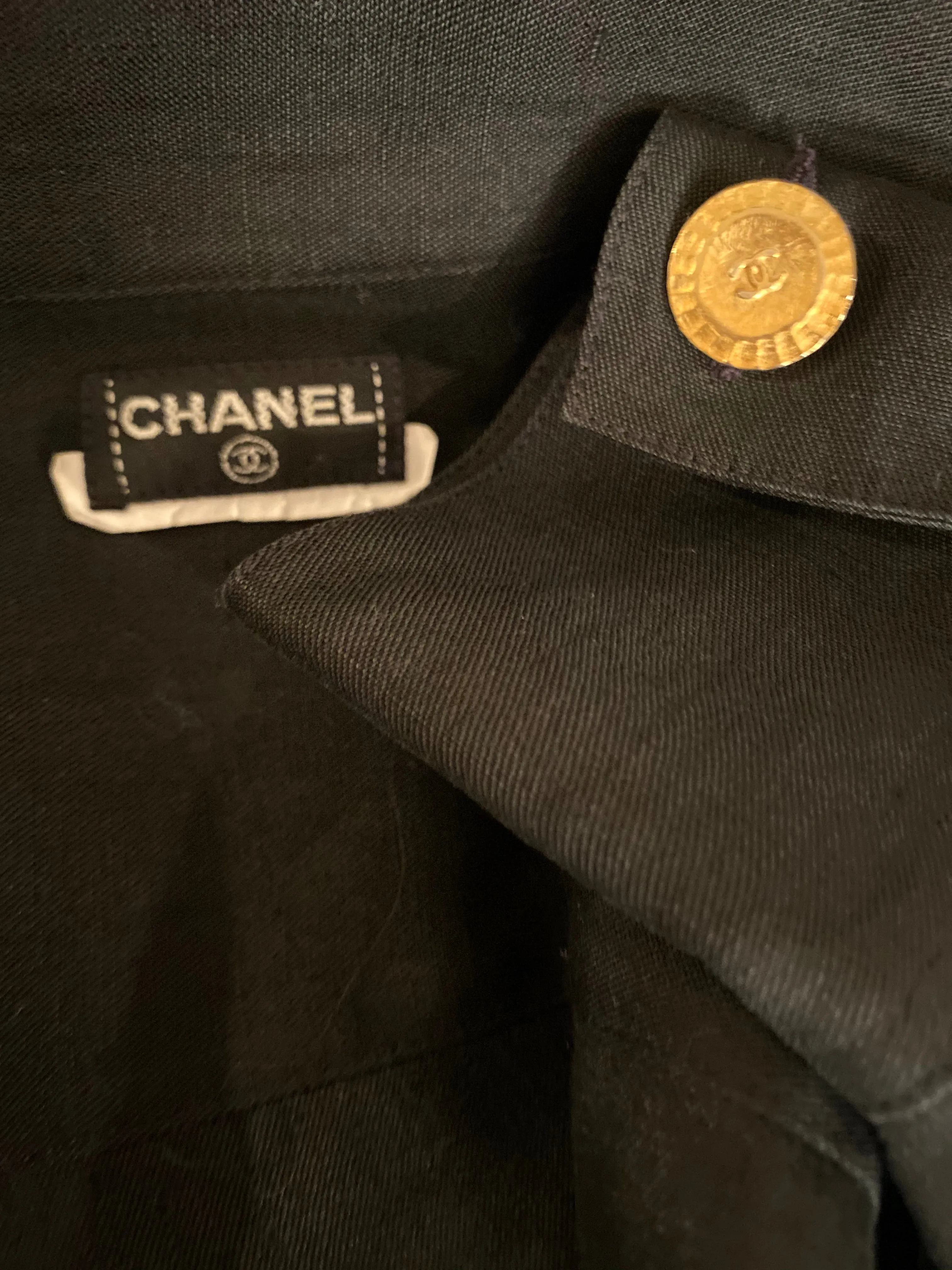 Chanel vintage 80’s/90’s black linen jacket US 4/6/8/10