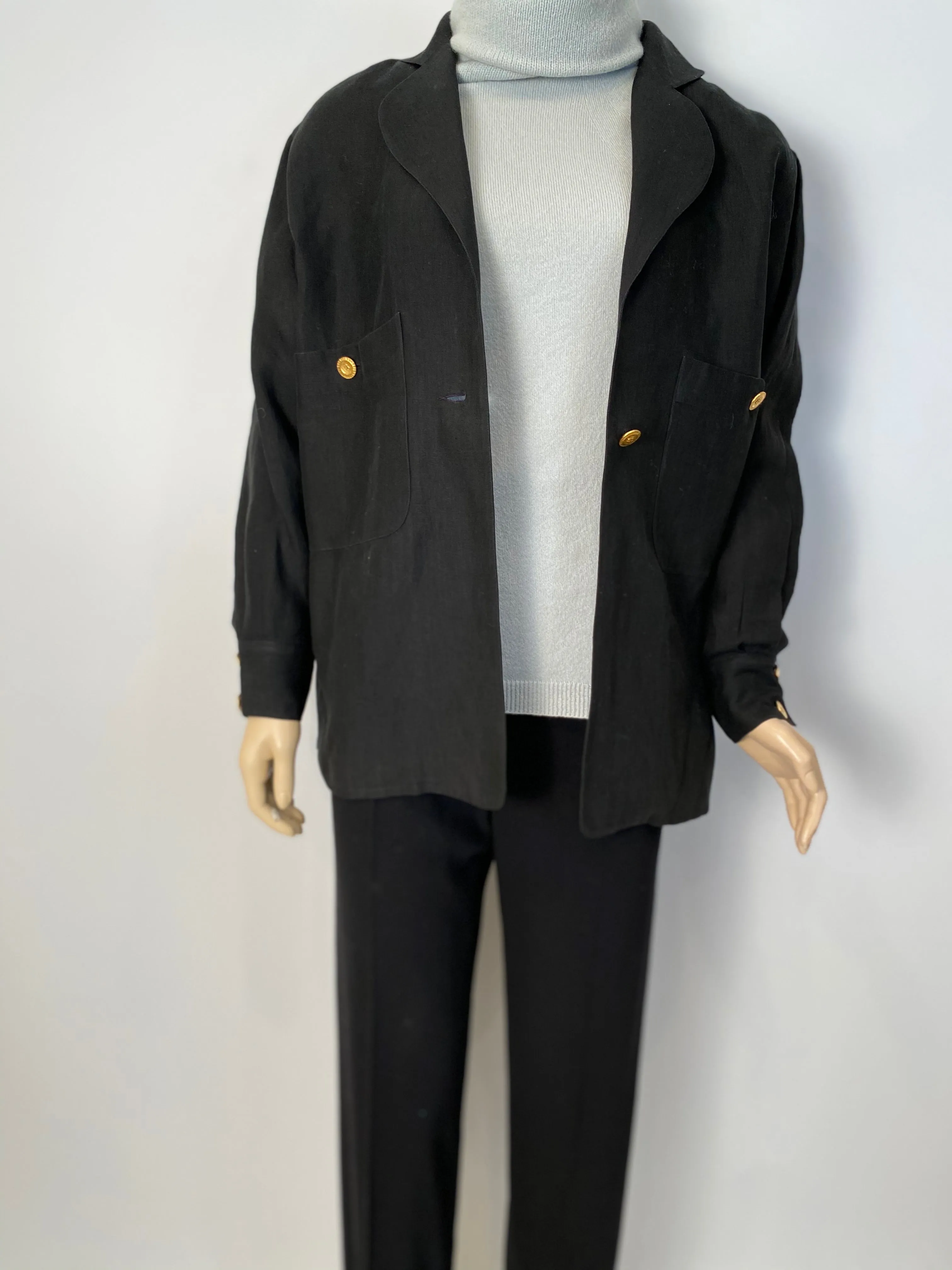 Chanel vintage 80’s/90’s black linen jacket US 4/6/8/10