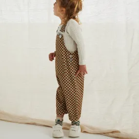 Checkerboard Dungarees - Brick