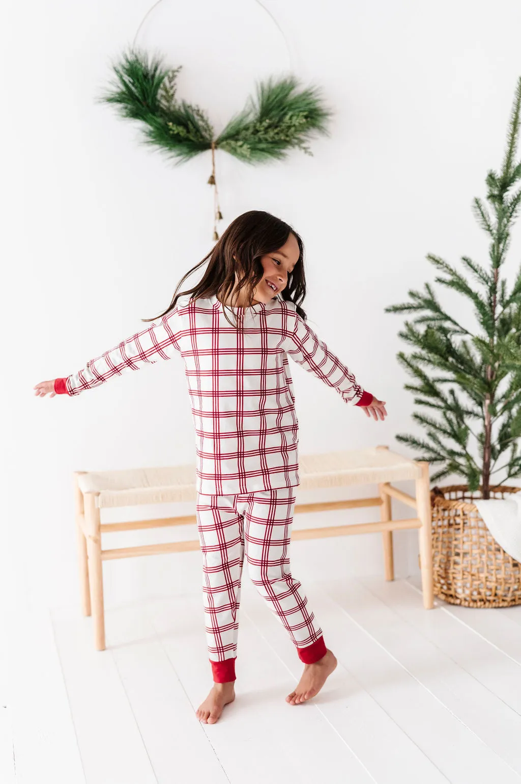 Children's Candy Cane Plaid Pajama Set