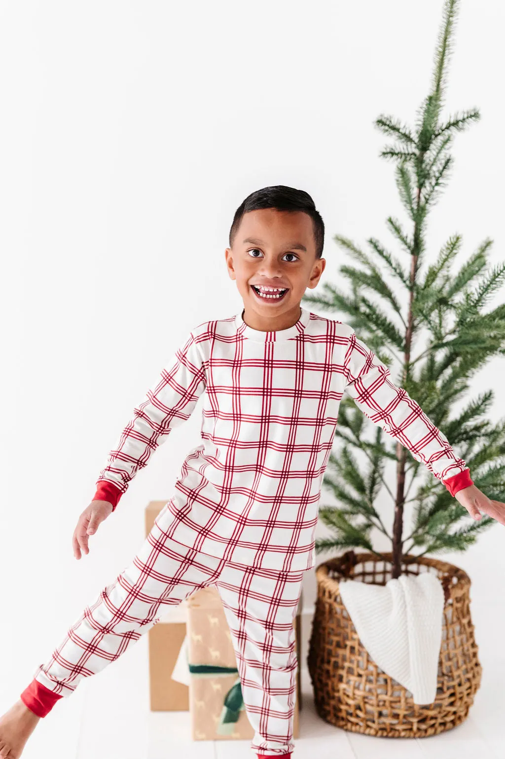 Children's Candy Cane Plaid Pajama Set