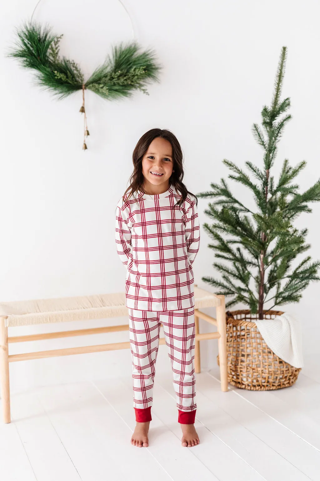 Children's Candy Cane Plaid Pajama Set