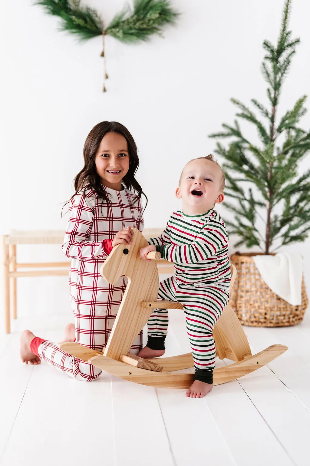 Children's Candy Cane Plaid Pajama Set