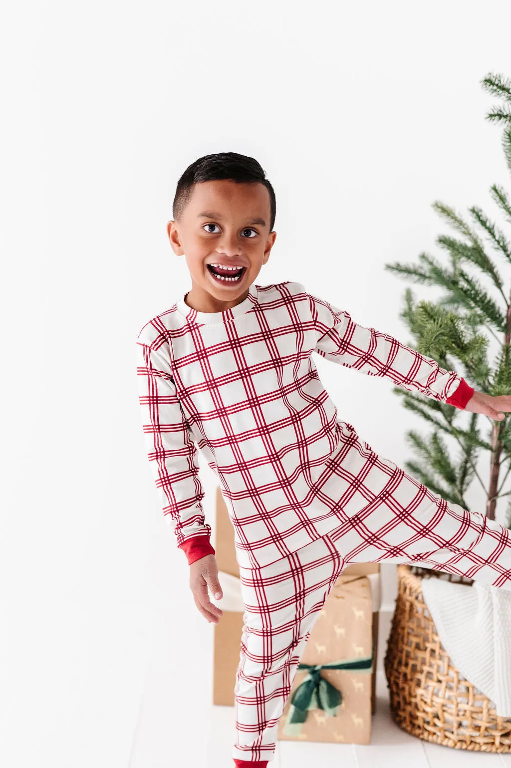 Children's Candy Cane Plaid Pajama Set