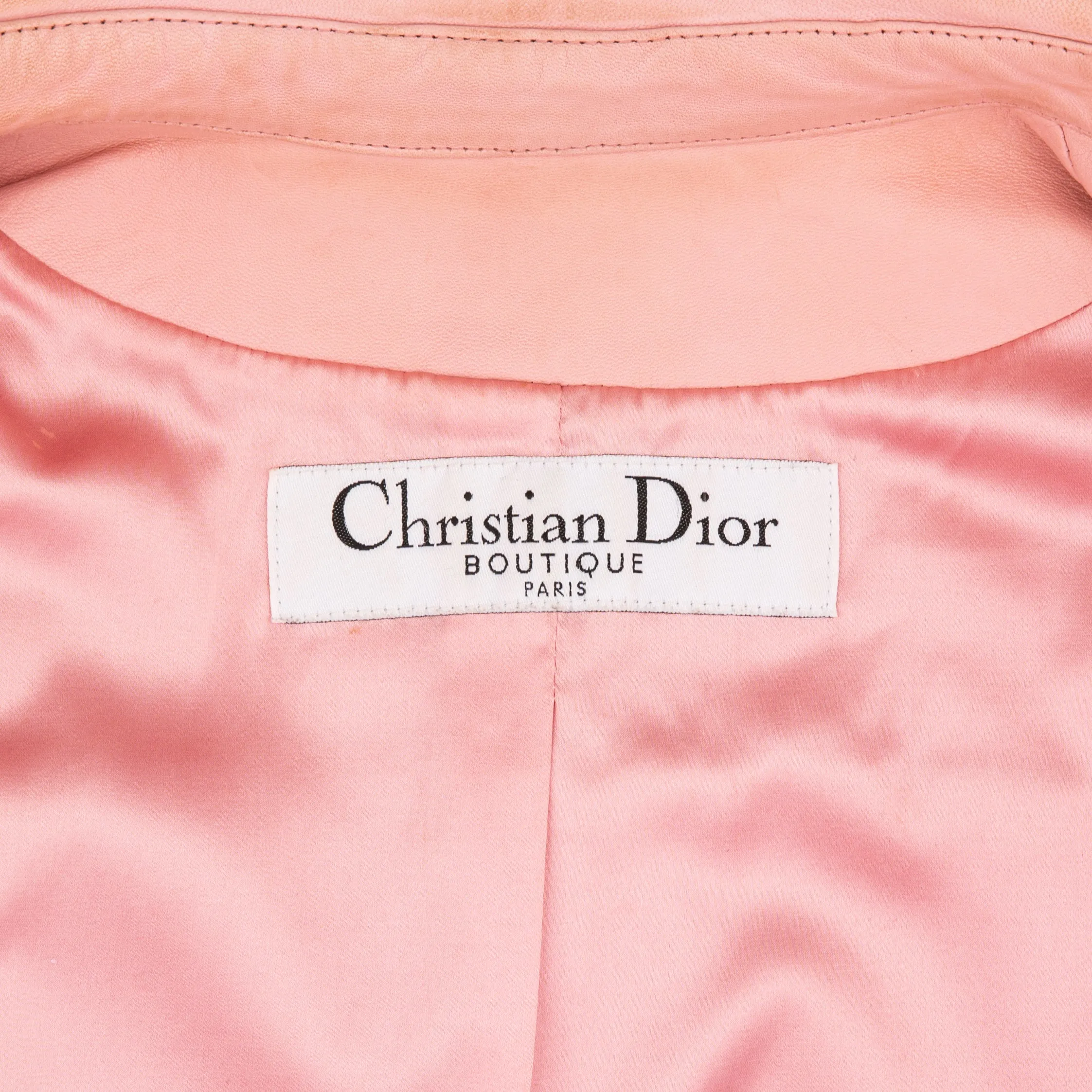 Christian Dior Fall 2003 Pink Leather Logo Jacket