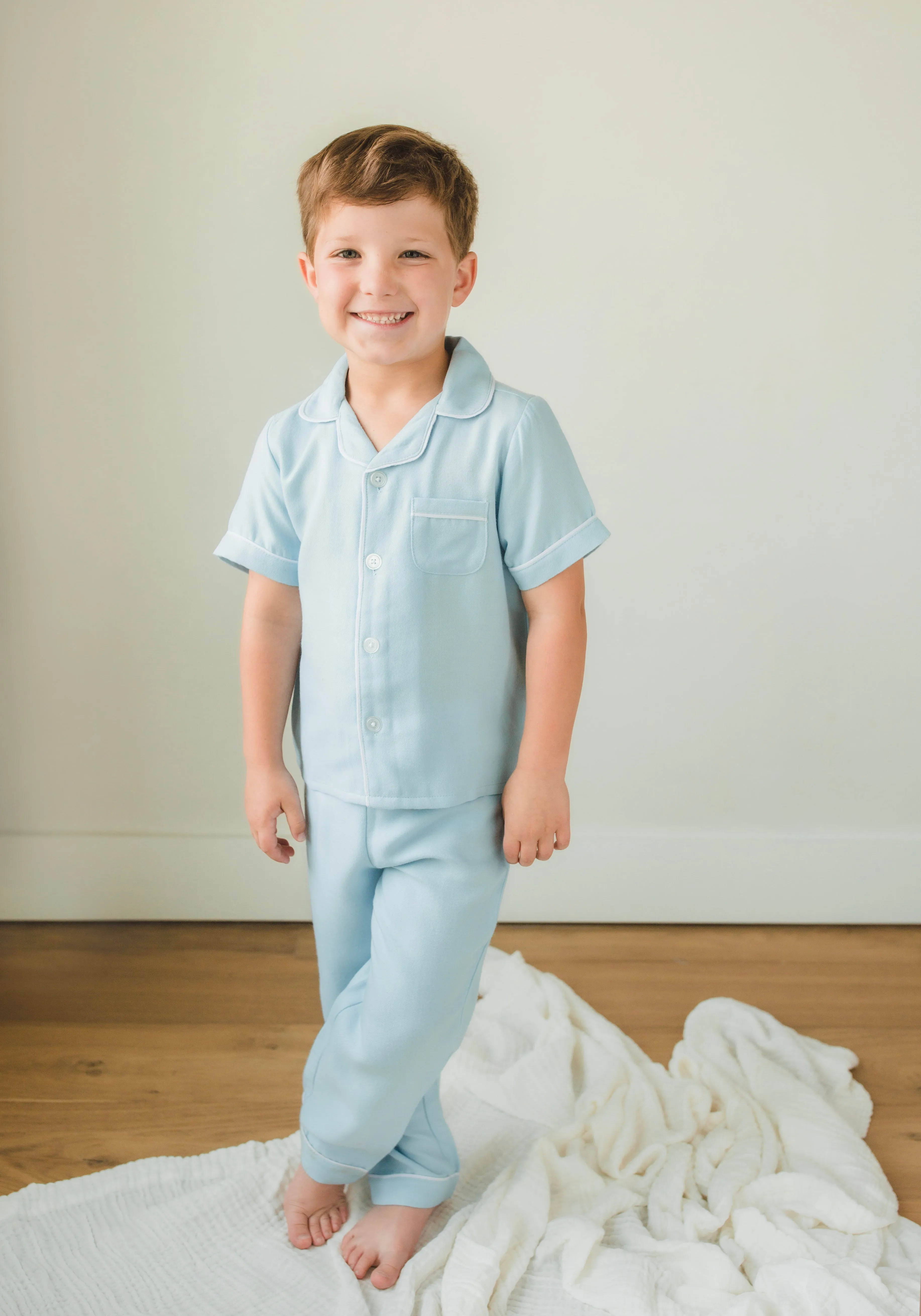 Classic Short Sleeve Pajama Set - Light Blue