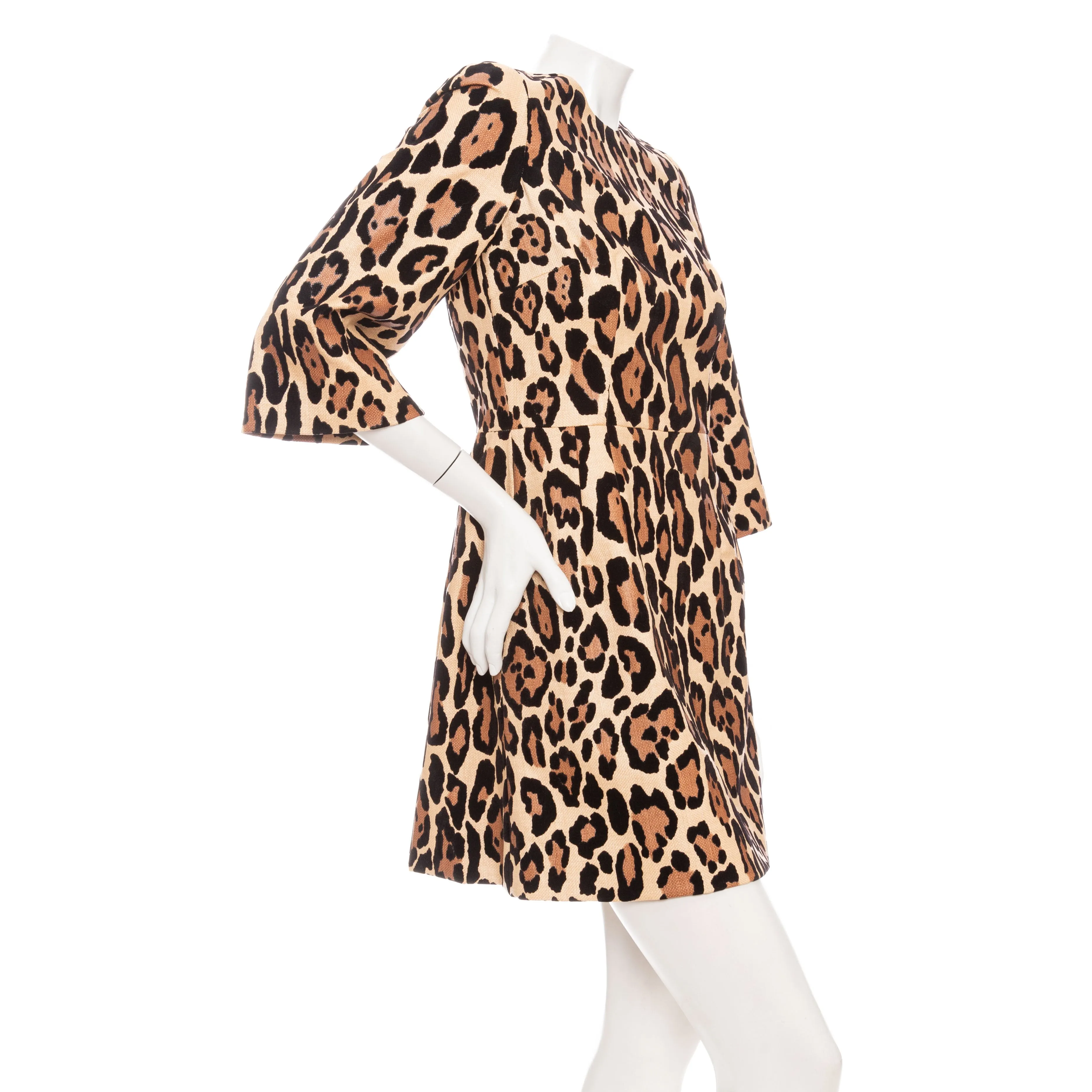 Cotton-Blend Leopard-Print Flocked Mini Dress