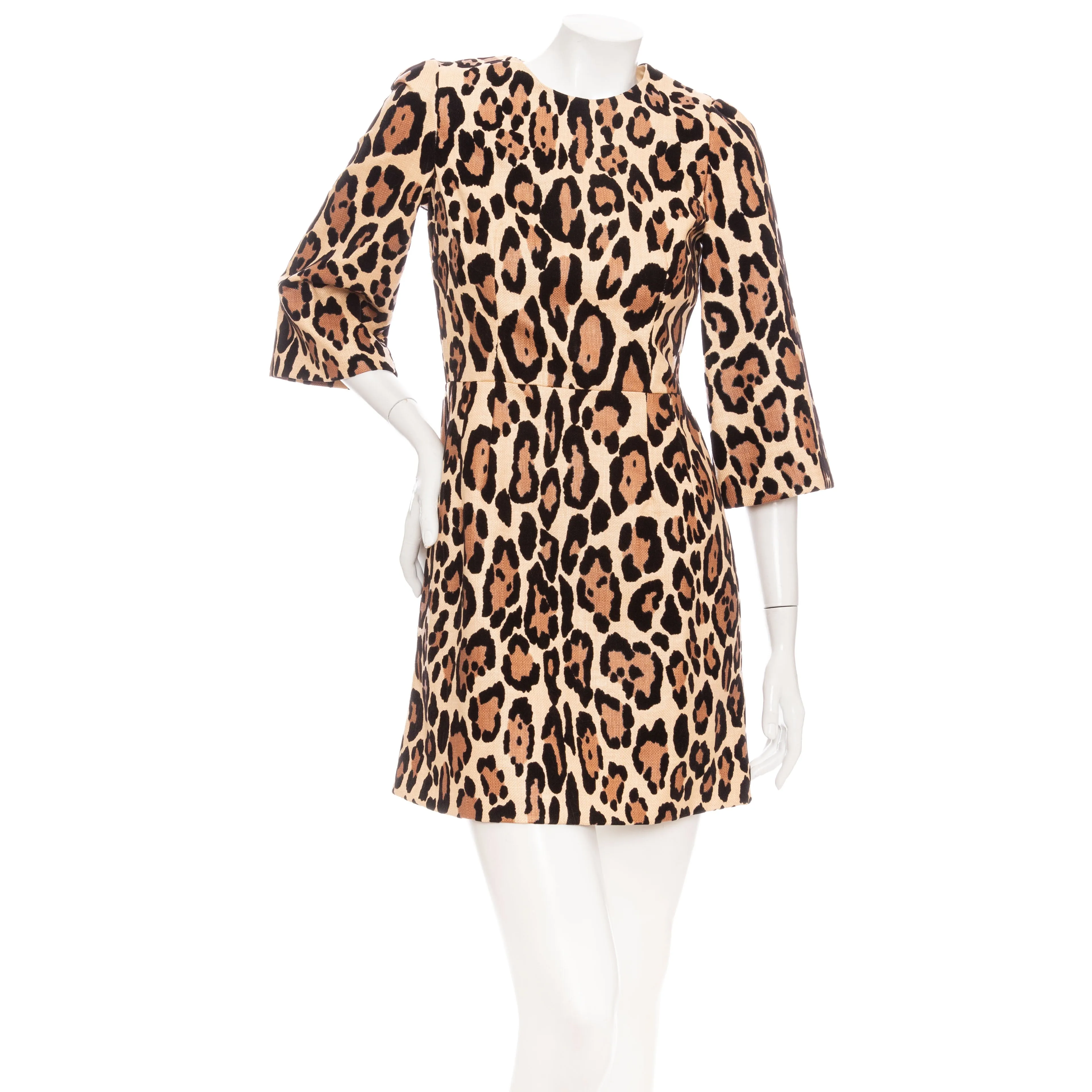 Cotton-Blend Leopard-Print Flocked Mini Dress