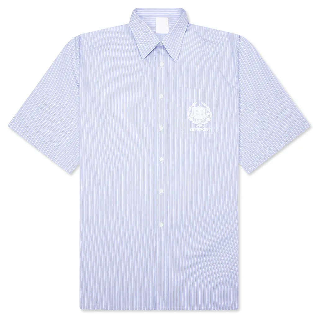 Crest Logo Stripe Shirt - Light Blue