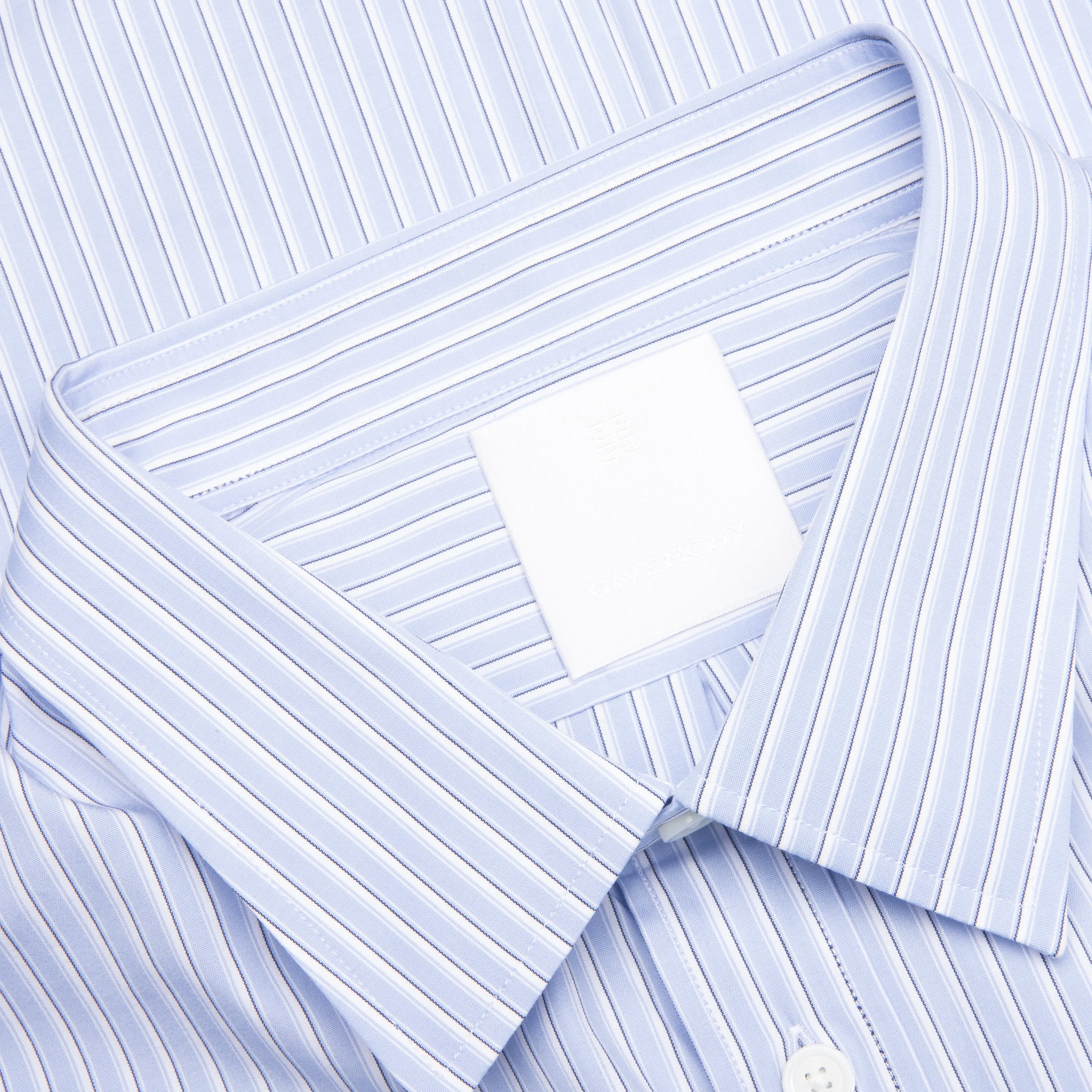 Crest Logo Stripe Shirt - Light Blue