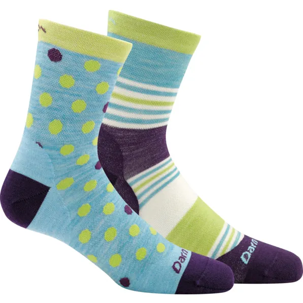 Darn Tough Aqua Dot and Stripe Crew Light Sock