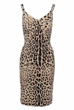 Dolce & Gabbana Elegant Leopard Print Dress with Lace Detailing