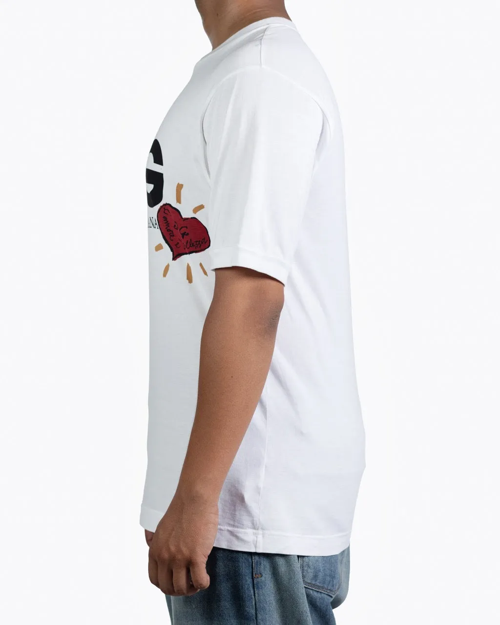 DOLCE & GABBANA PLAYFUL CUPID PRINT WHITE TEE