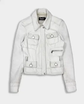 Dolce & Gabbana White Leather Jacket 1990's