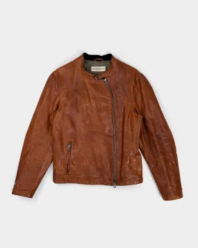 Emporio Armani Asymmetric Camel Leather Jacket 1990's