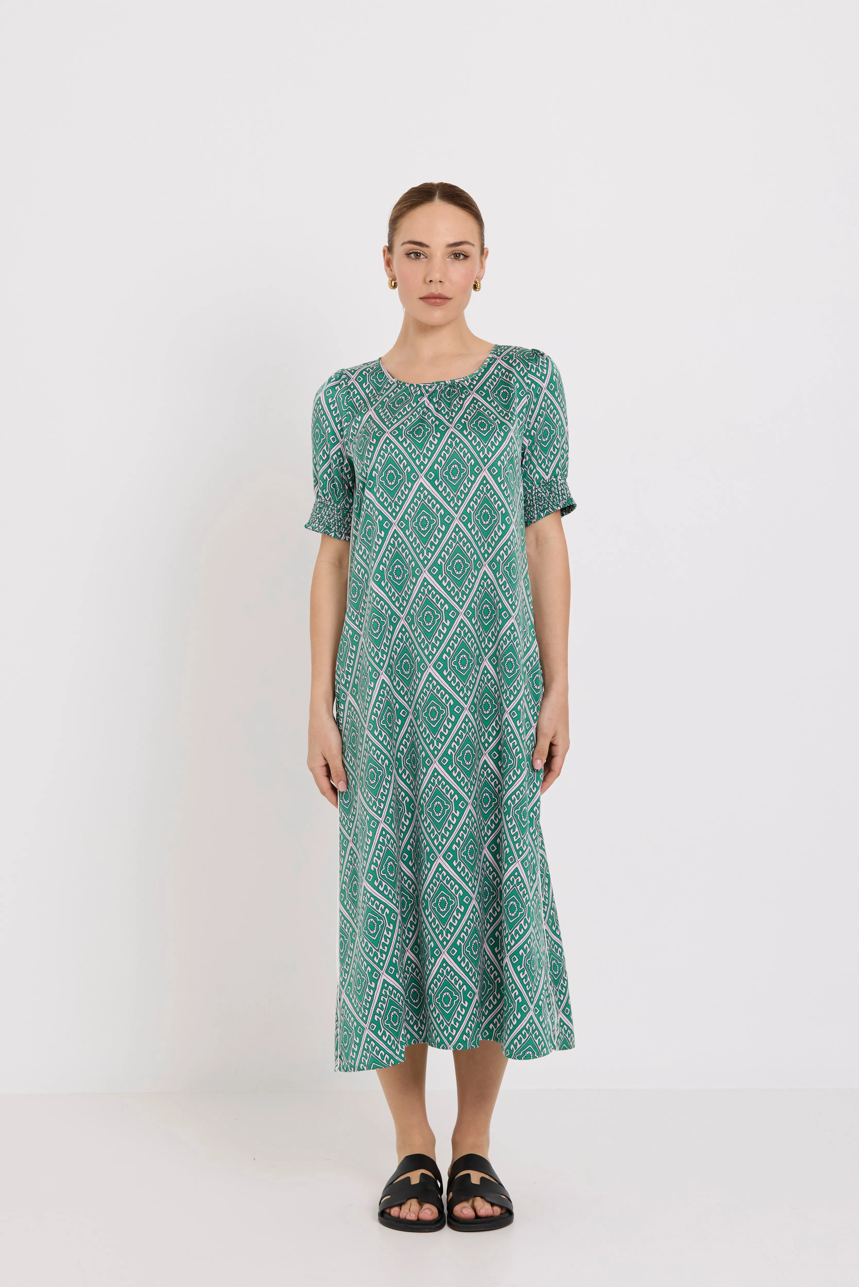 Freya Dress | Matcha Geo