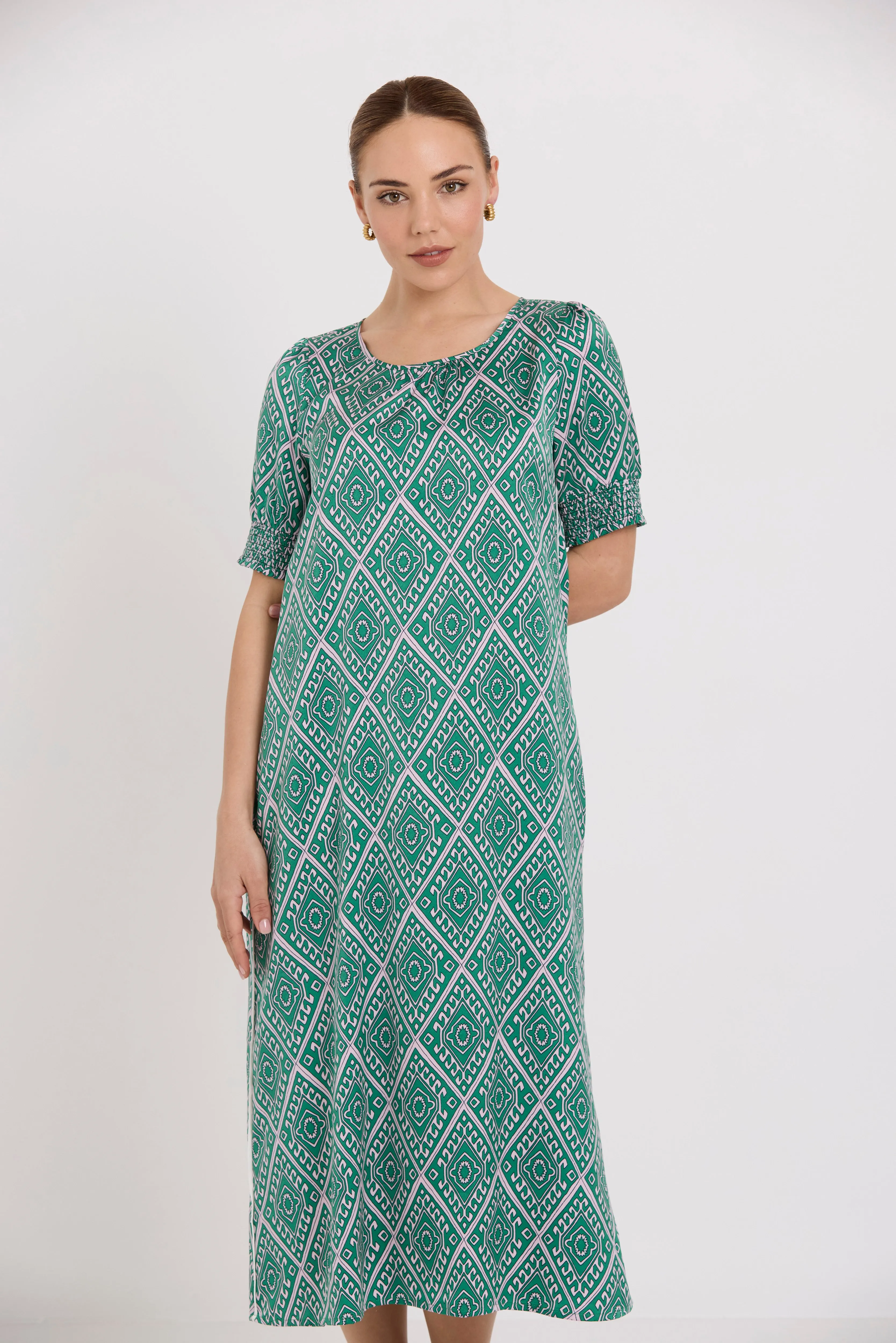 Freya Dress | Matcha Geo