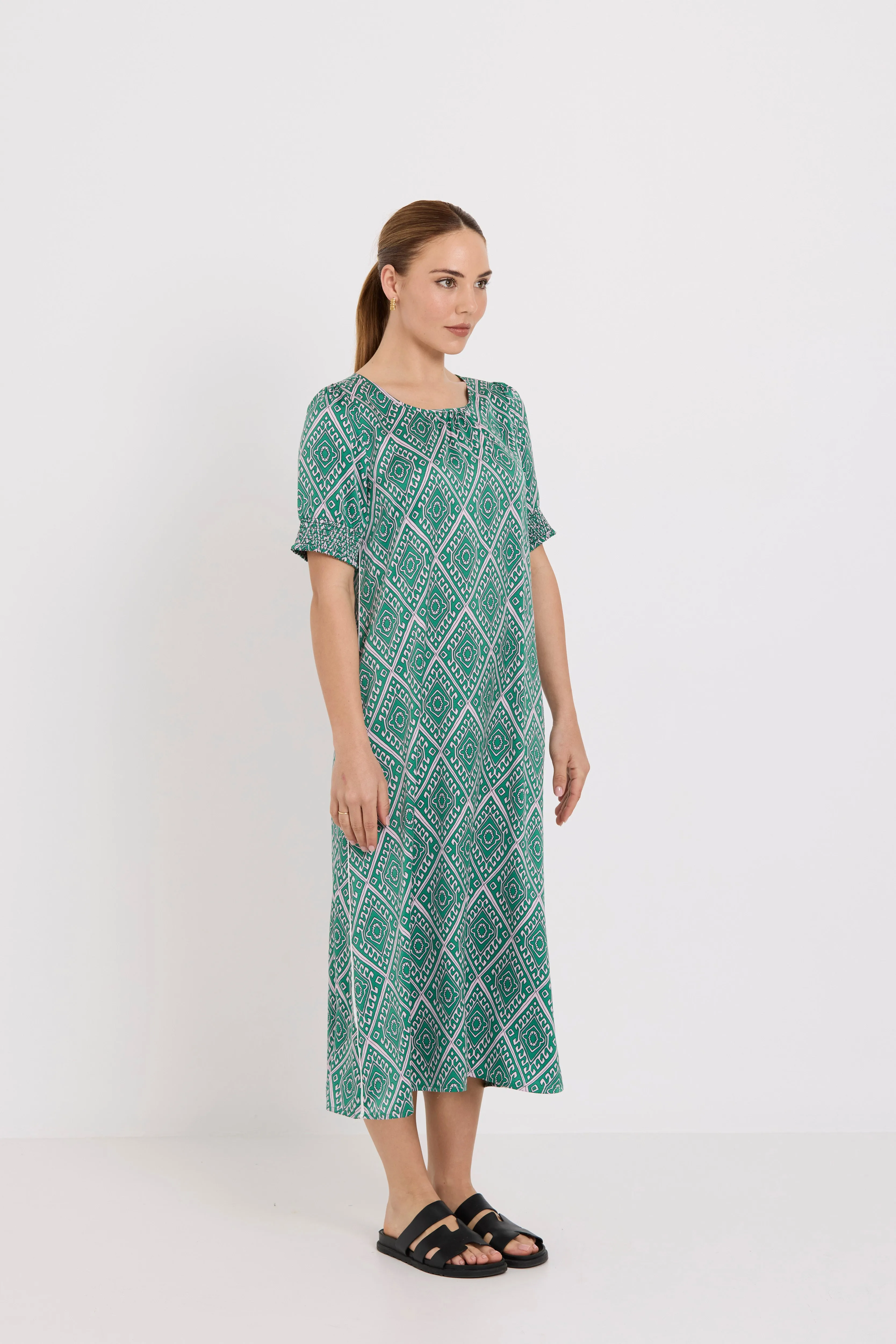 Freya Dress | Matcha Geo