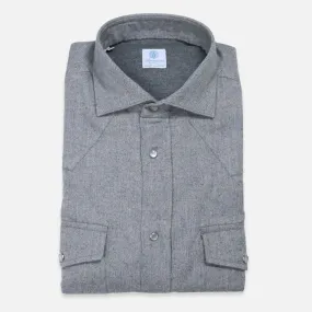 Grey Cotton Flannel Rodeo Shirt