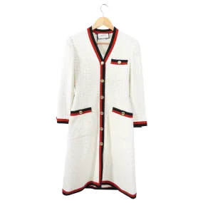 Gucci Ivory Tweed / Red and Black Ribbon Trim Dress - IT38 / 2