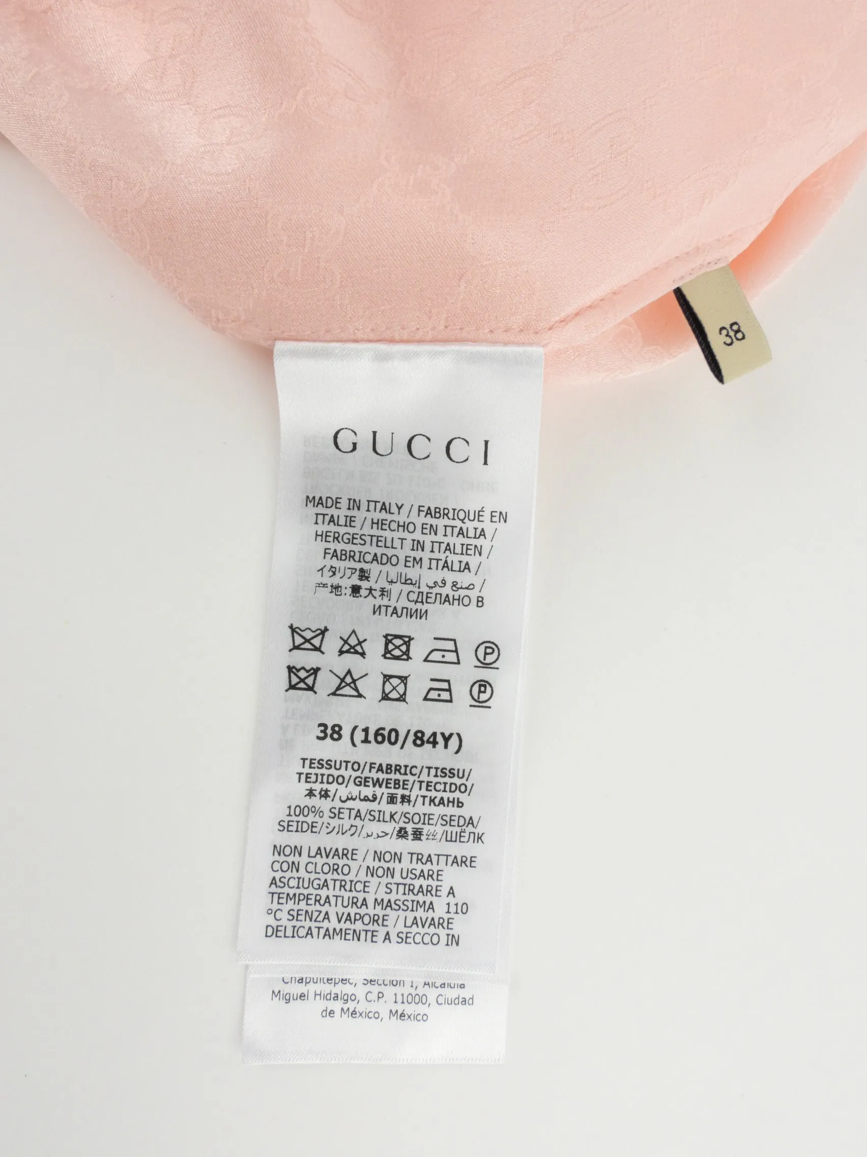 Gucci Light Pink Silk GG Monogram Jacquard Shirt - 38