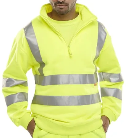 Hi Vis Sweatshirt 1/4 Zipped Sweater  En471 RIS3279 Beeswift Bszss