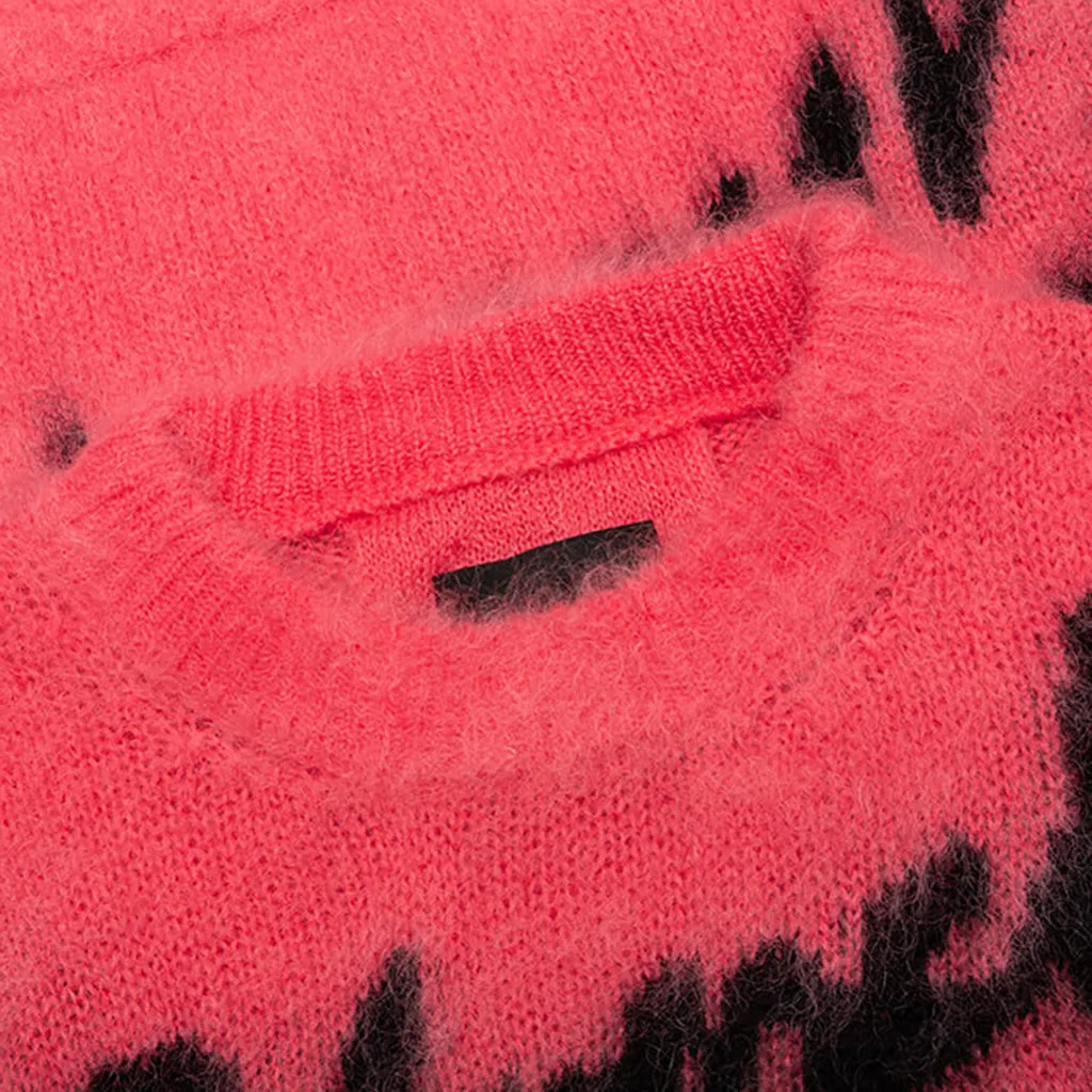 Intarsia Mohair and Wool Sweater - Pink/Black