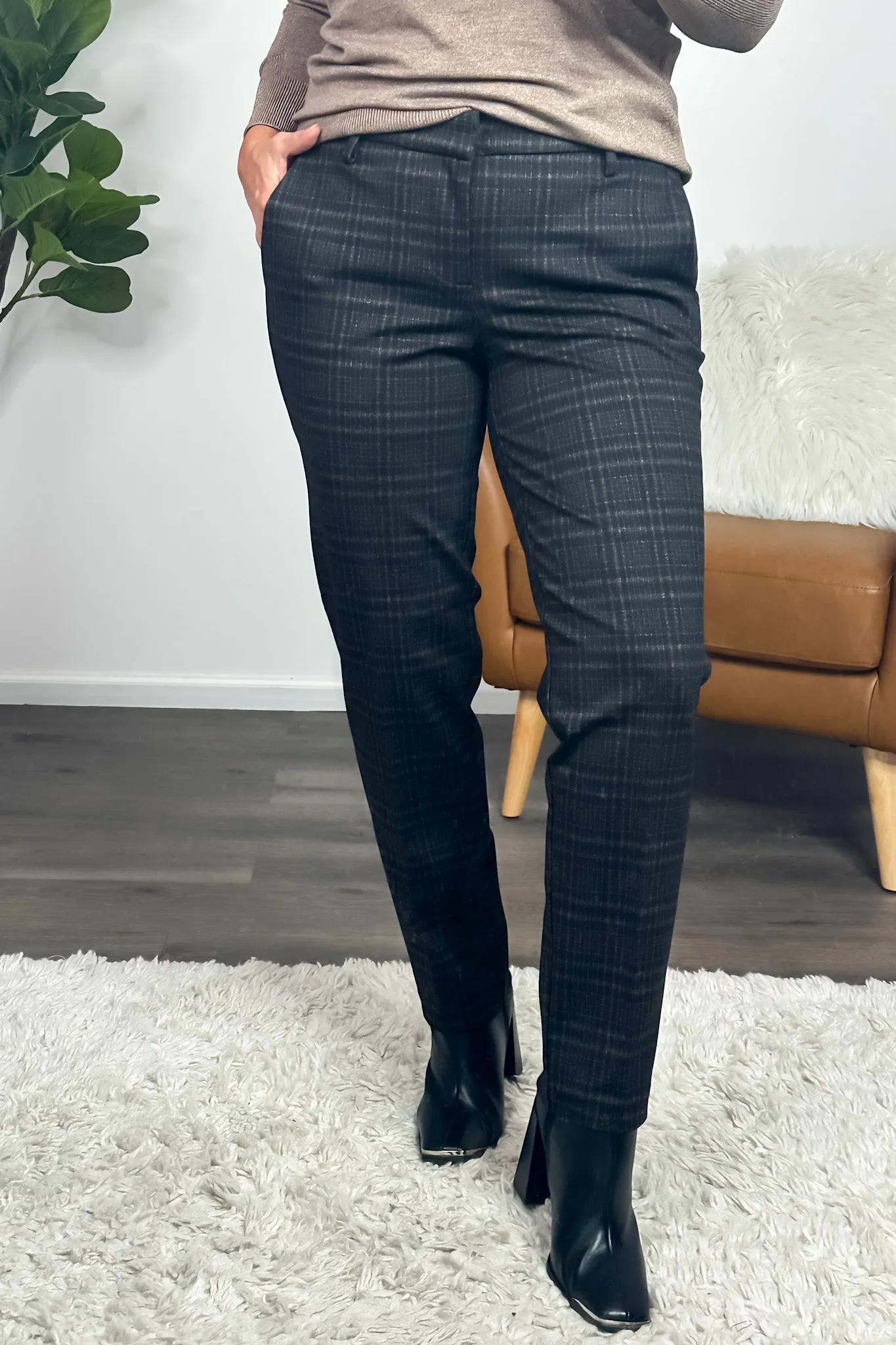 Liverpool Tartan Kelsey Trousers : Black/Mocha